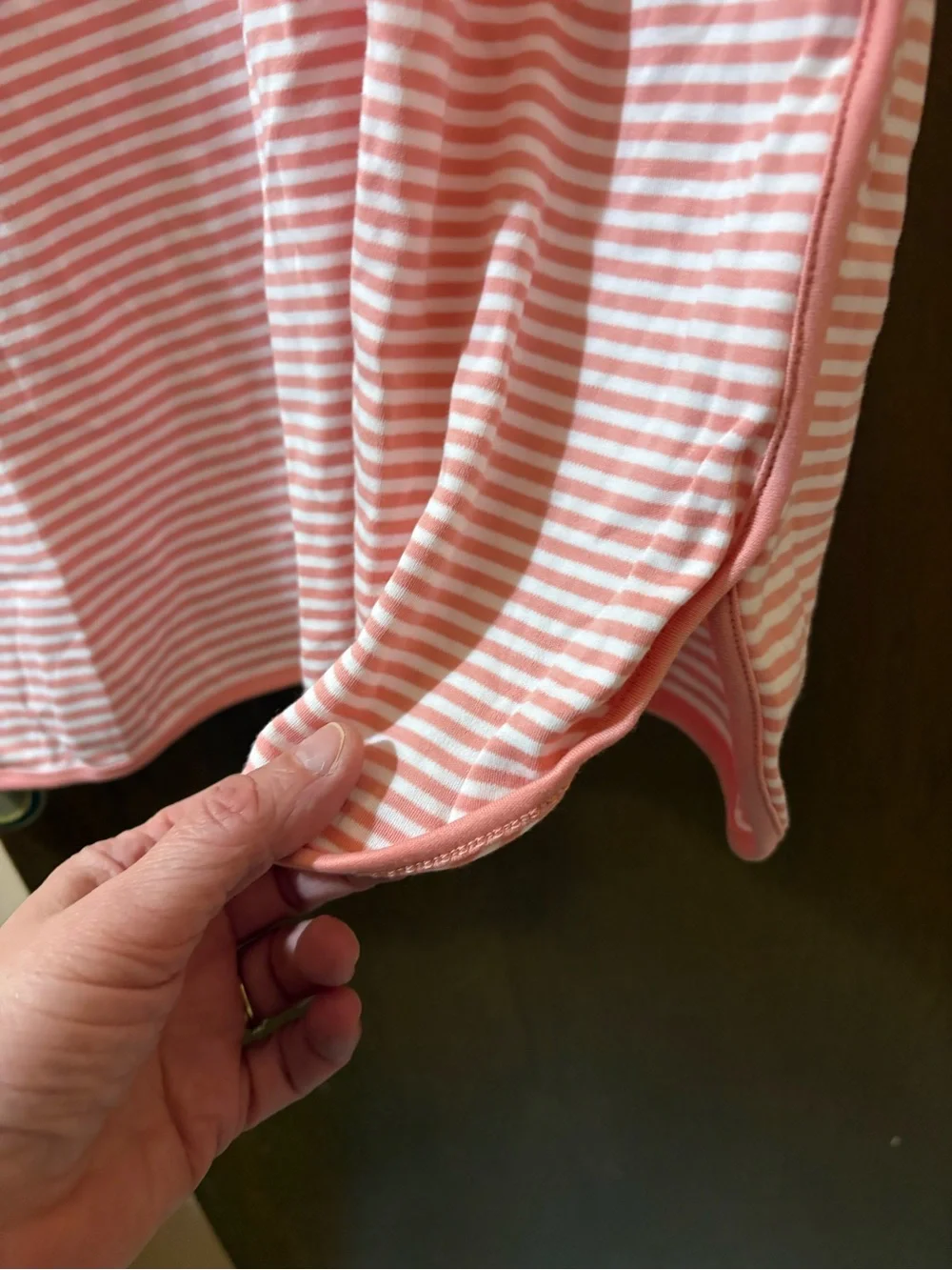 Lake Long Sleeve Sleep Gown in Coral & White